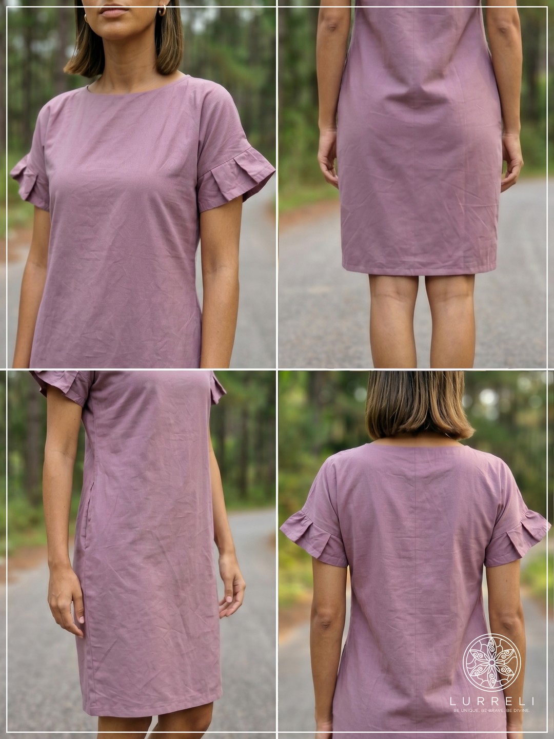 Casual Linen Ruffle-Sleeve Shift Dress