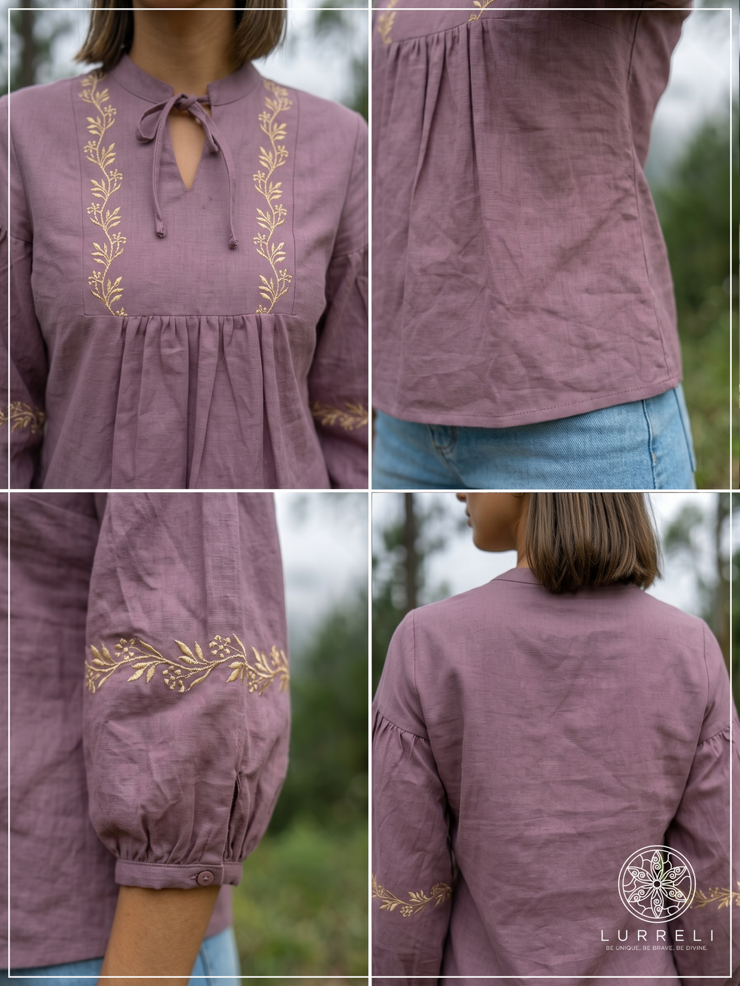 Embroidered Notch Neck Blouse