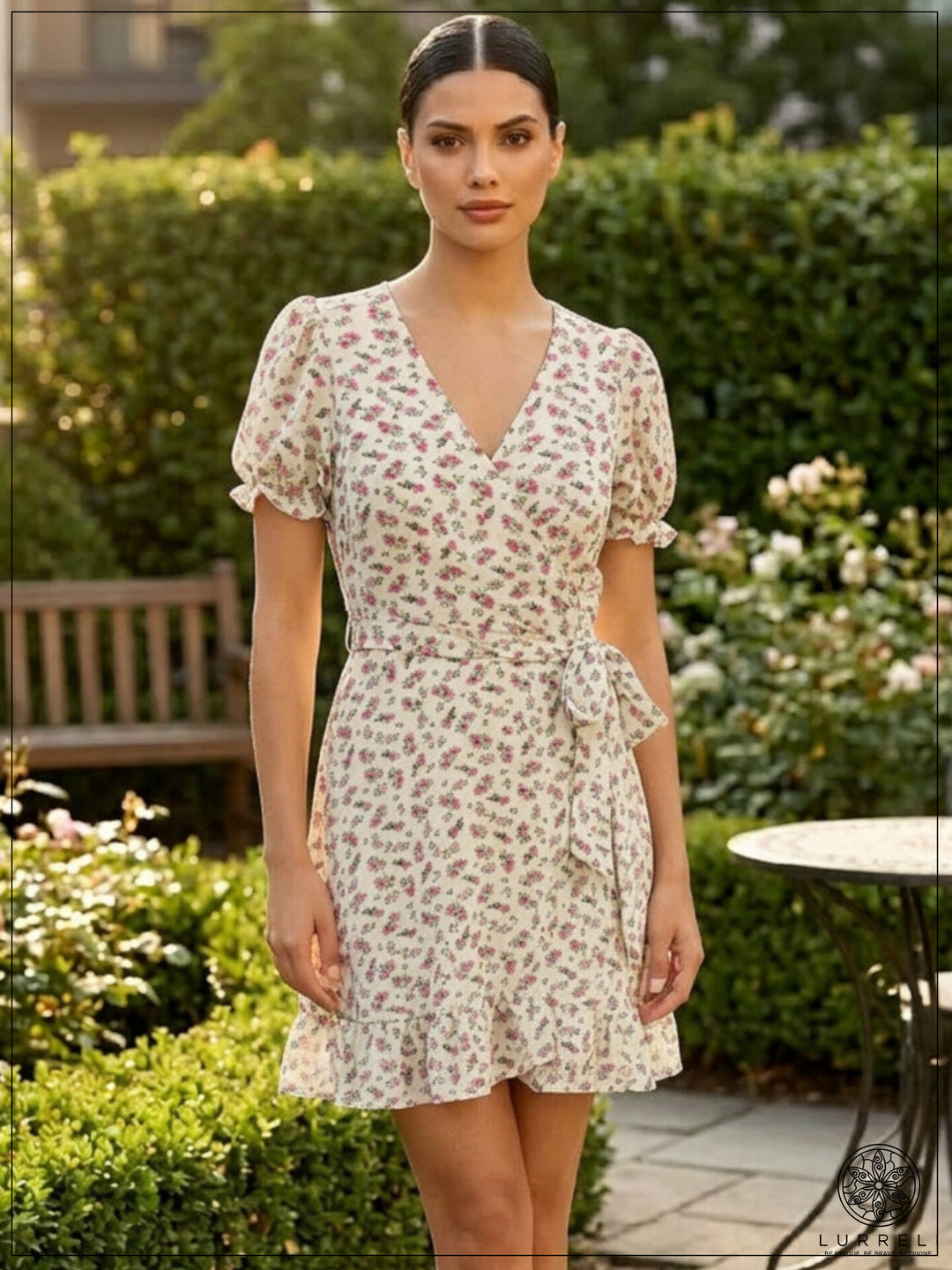 Brave Soul Ditsy Floral Print Mini Wrap Dress