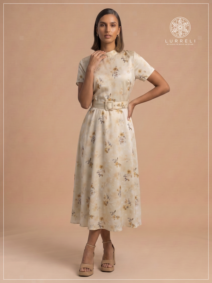 Belted Floral Midi Dress