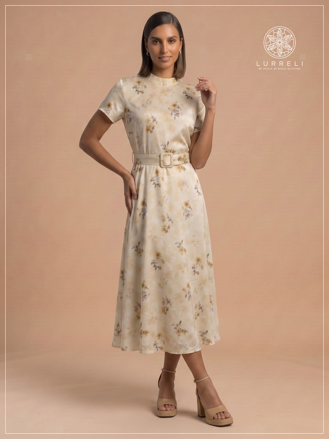 Belted Floral Midi Dress