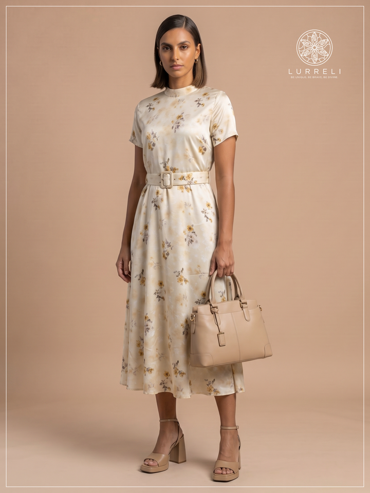 Belted Floral Midi Dress