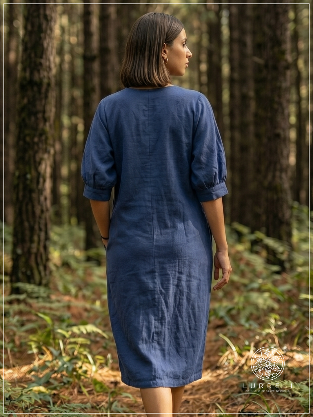Embroidered linen shift dress