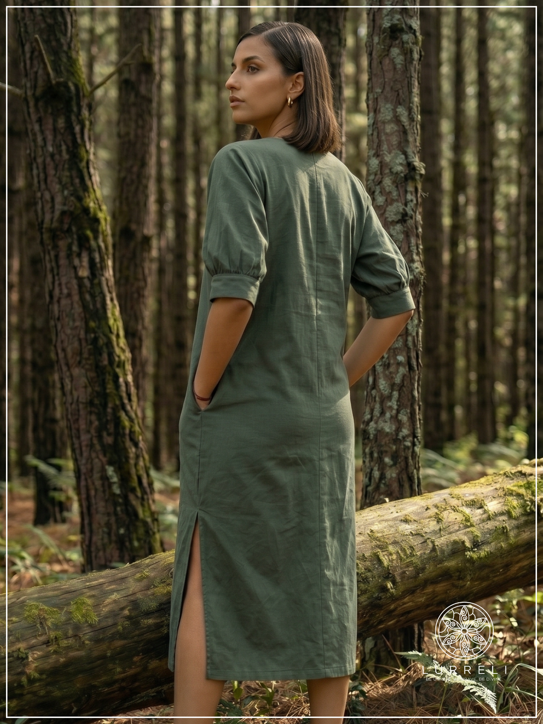Embroidered linen shift dress