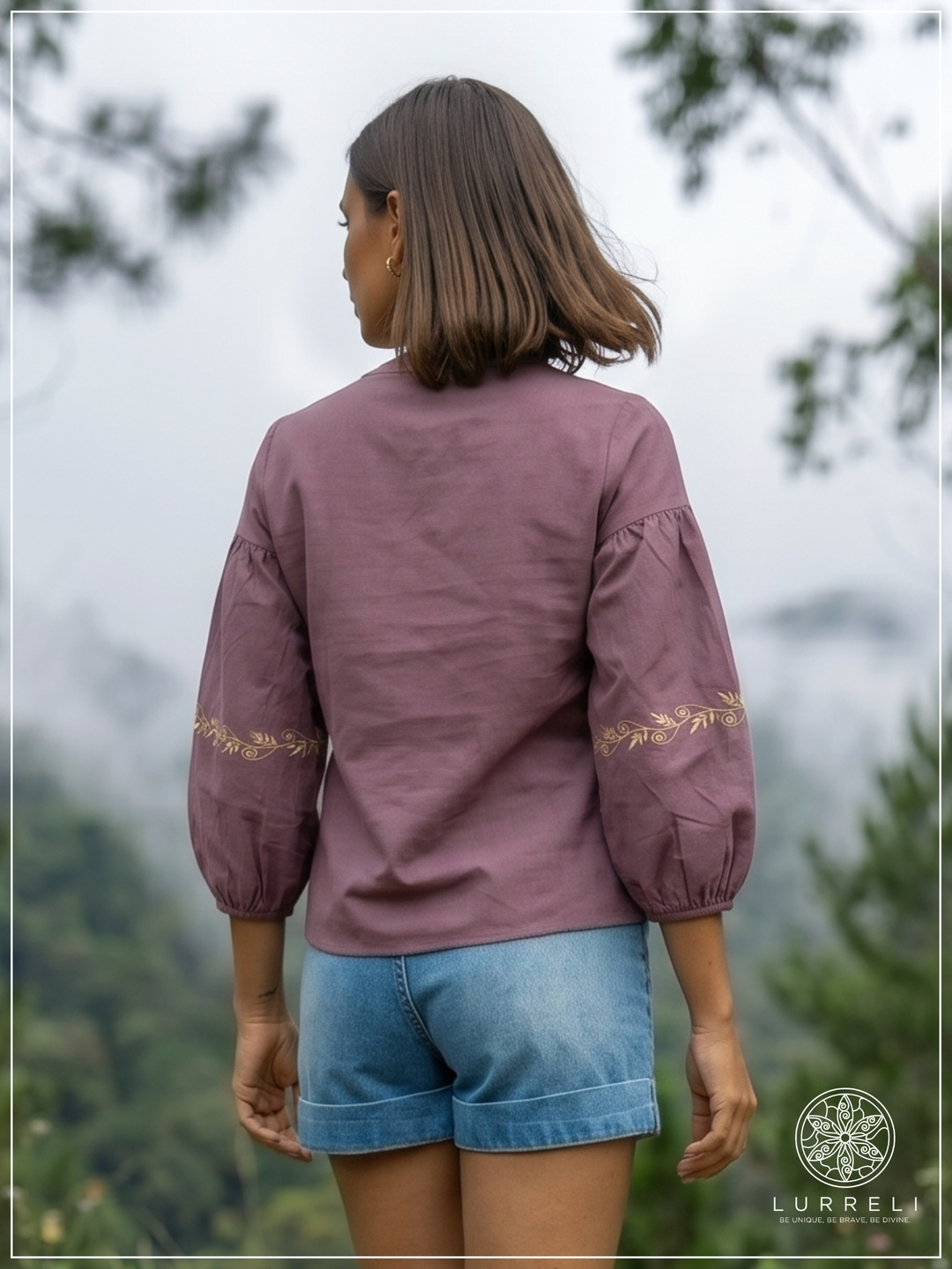 Embroidered Notch Neck Blouse