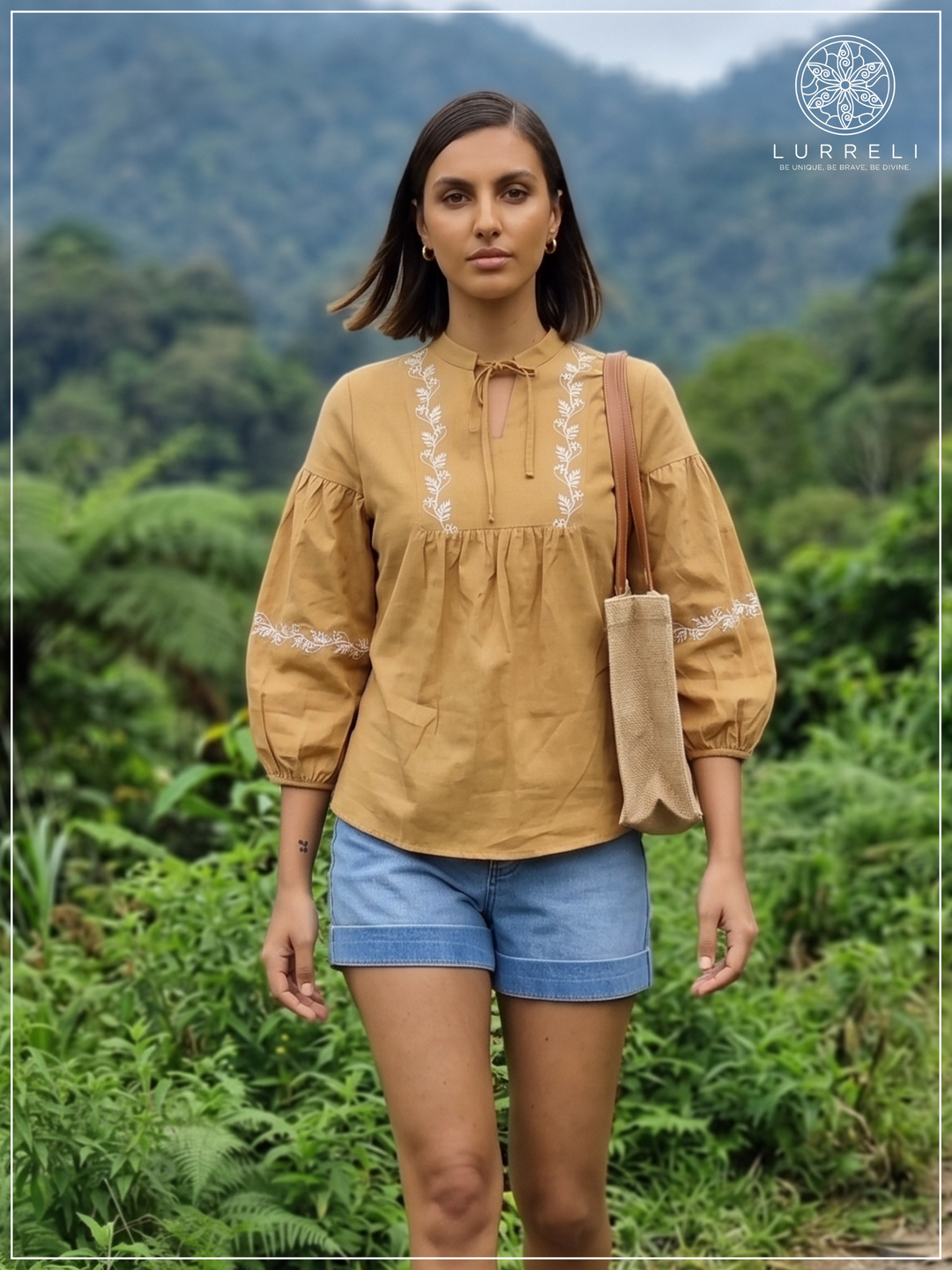 Embroidered Notch Neck Blouse