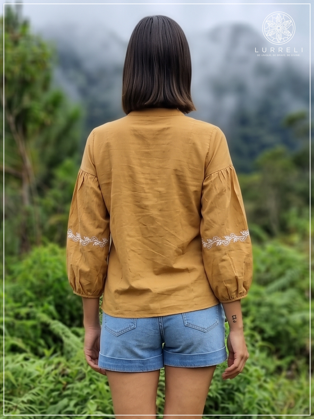 Embroidered Notch Neck Blouse
