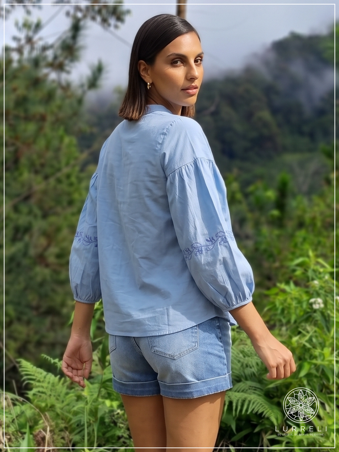 Embroidered Notch Neck Blouse