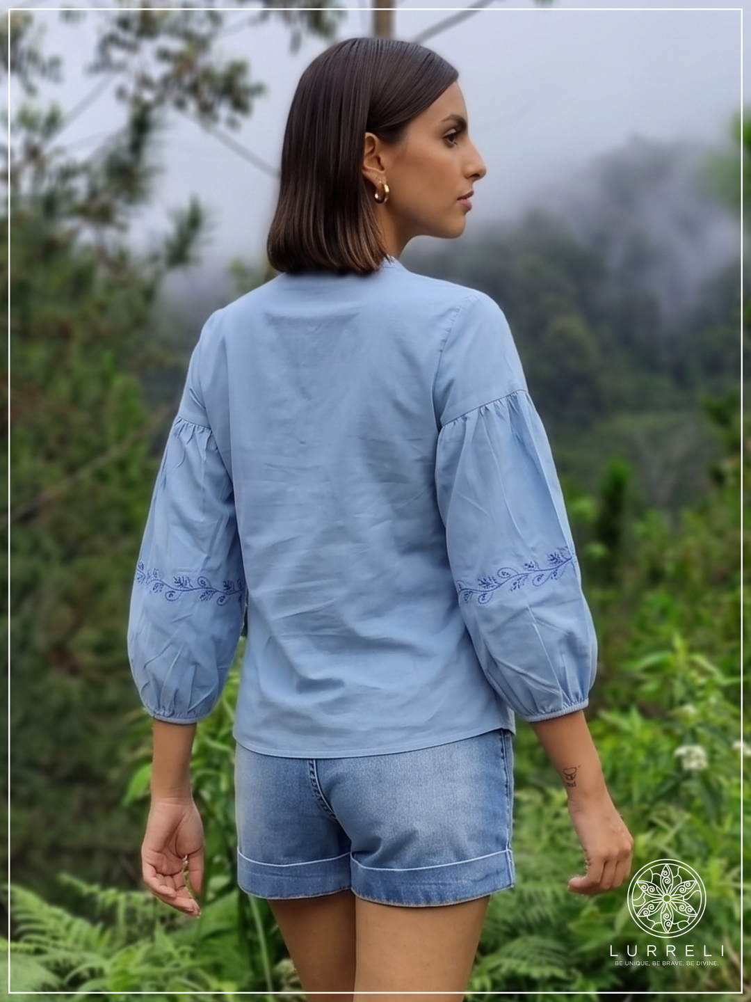 Embroidered Notch Neck Blouse
