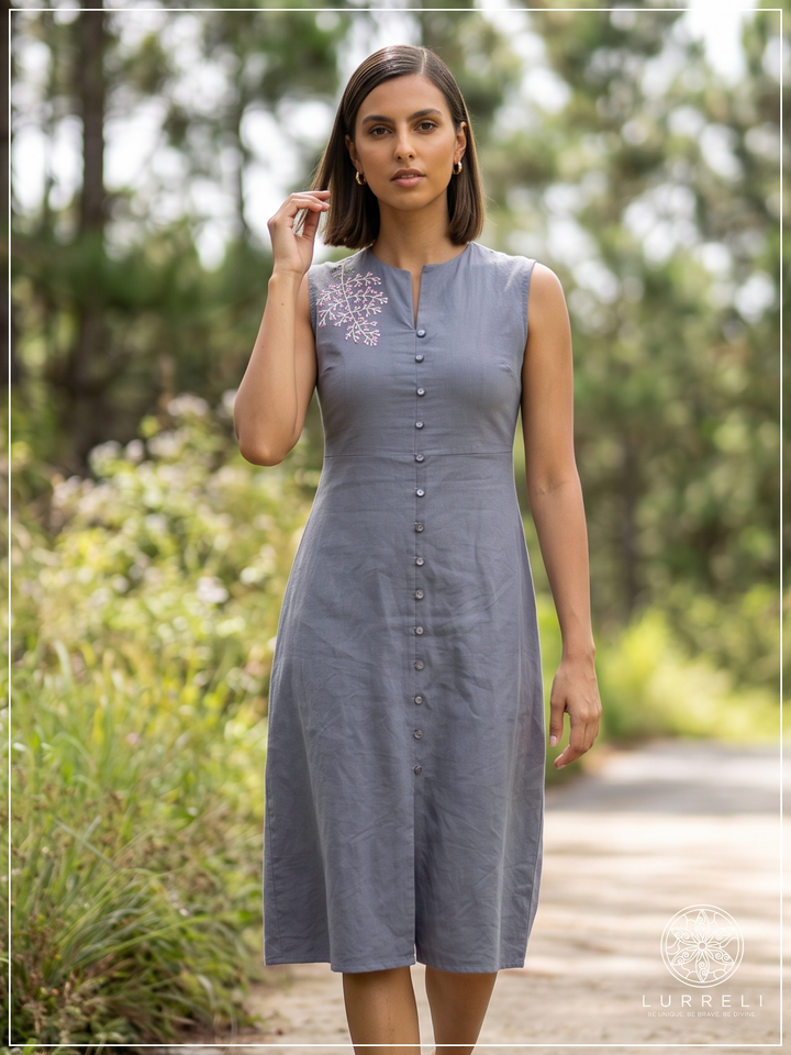 Casual Linen Sleeveless Midi Dress
