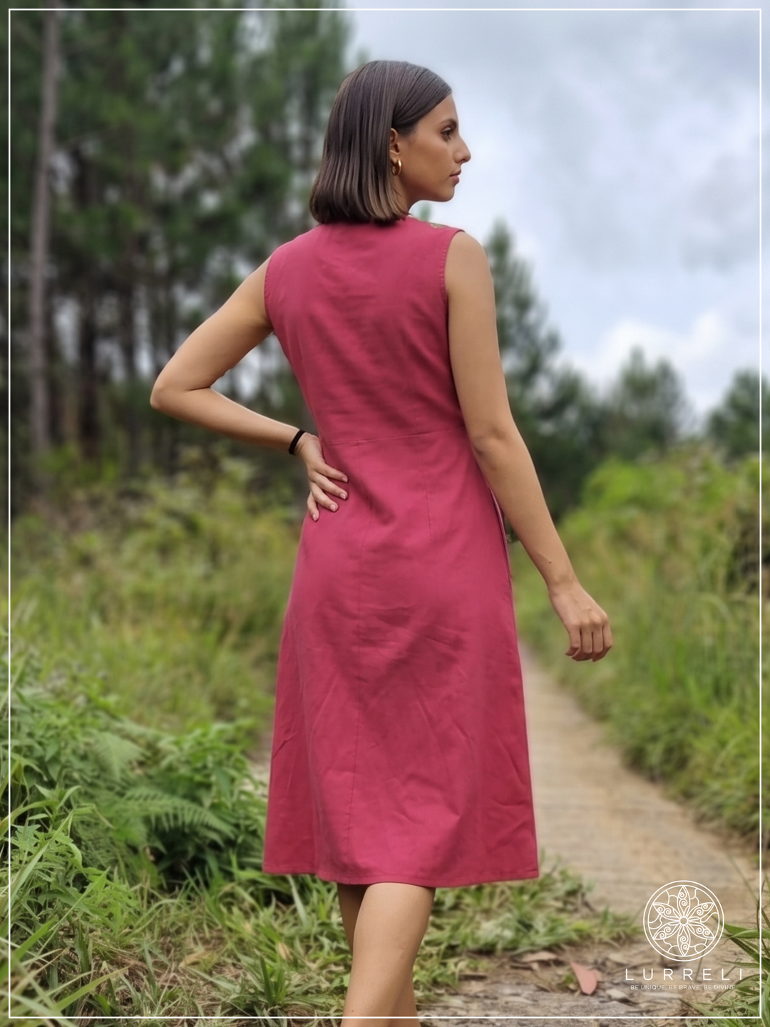 Casual Linen Sleeveless Midi Dress