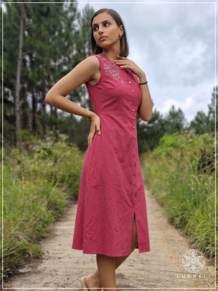 Casual Linen Sleeveless Midi Dress