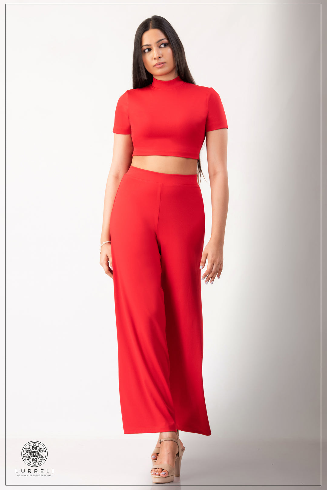 High Neck Short Sleeve Crop Top