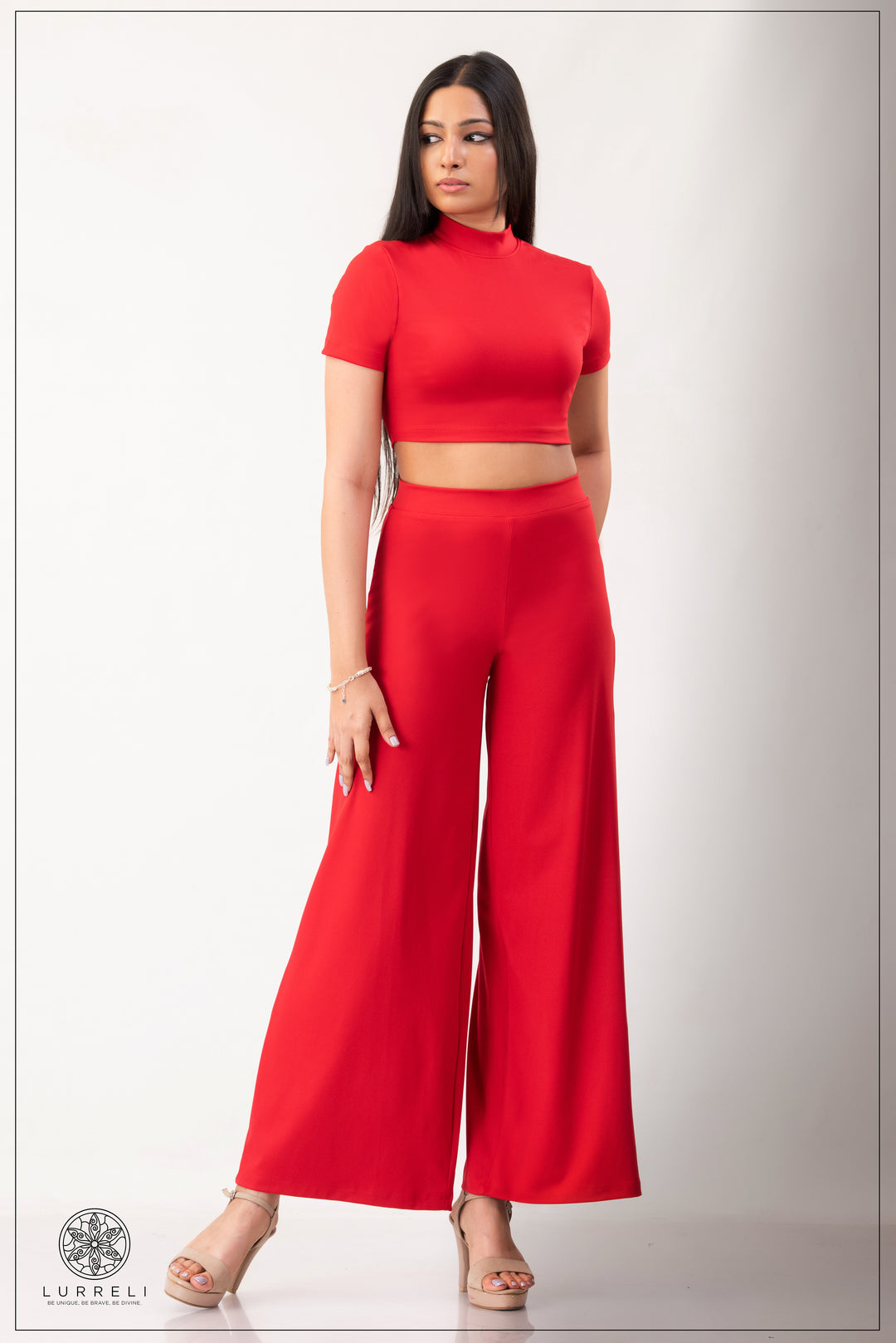 High Neck Short Sleeve Crop Top