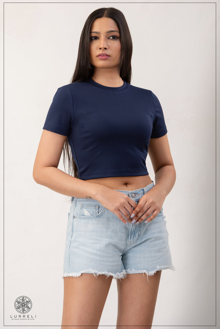 Sasic short sleeve crew neck crop top
