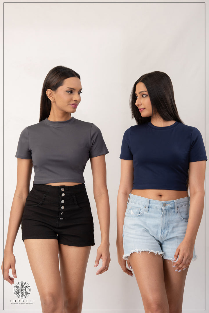 Sasic short sleeve crew neck crop top