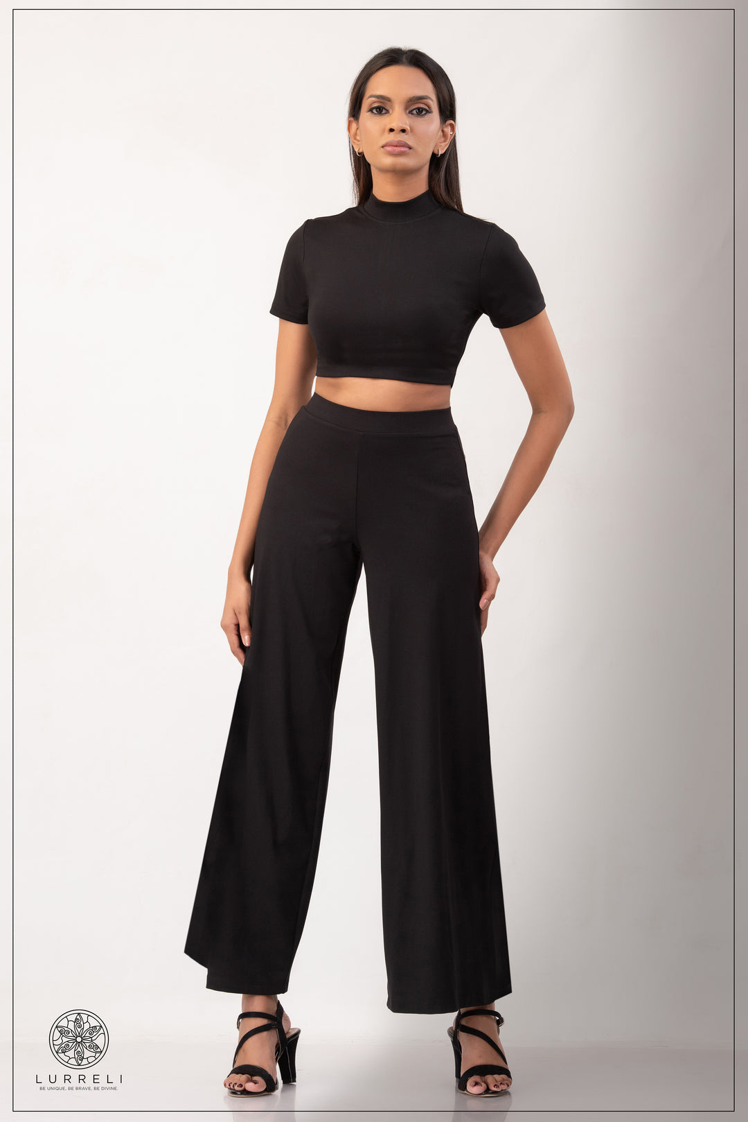 High Neck Short Sleeve Crop Top