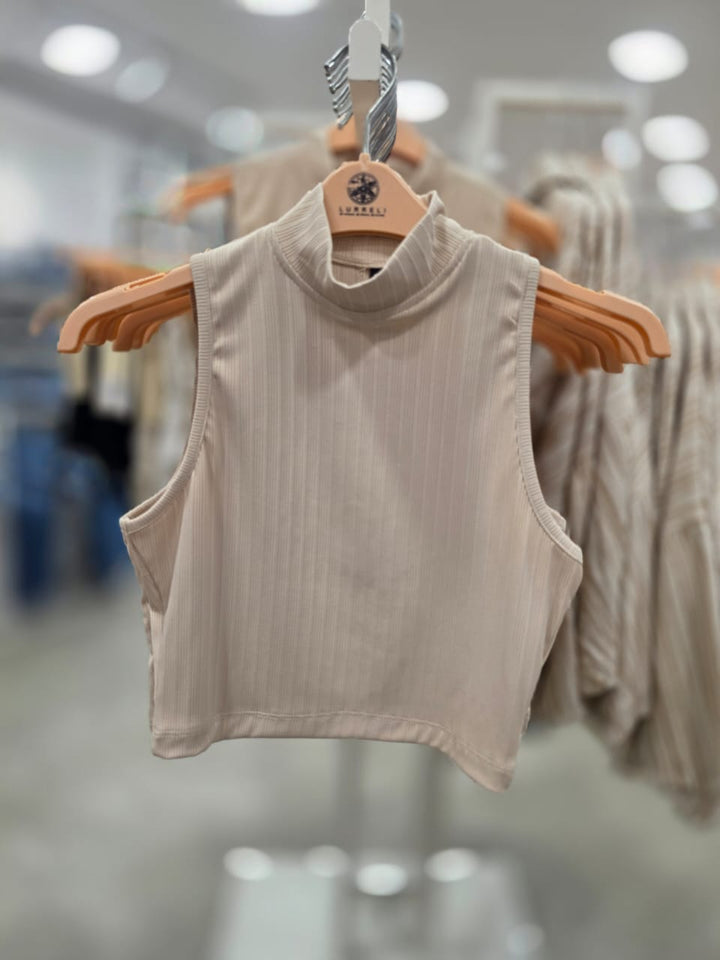 Sleeveless Rib Crop Top