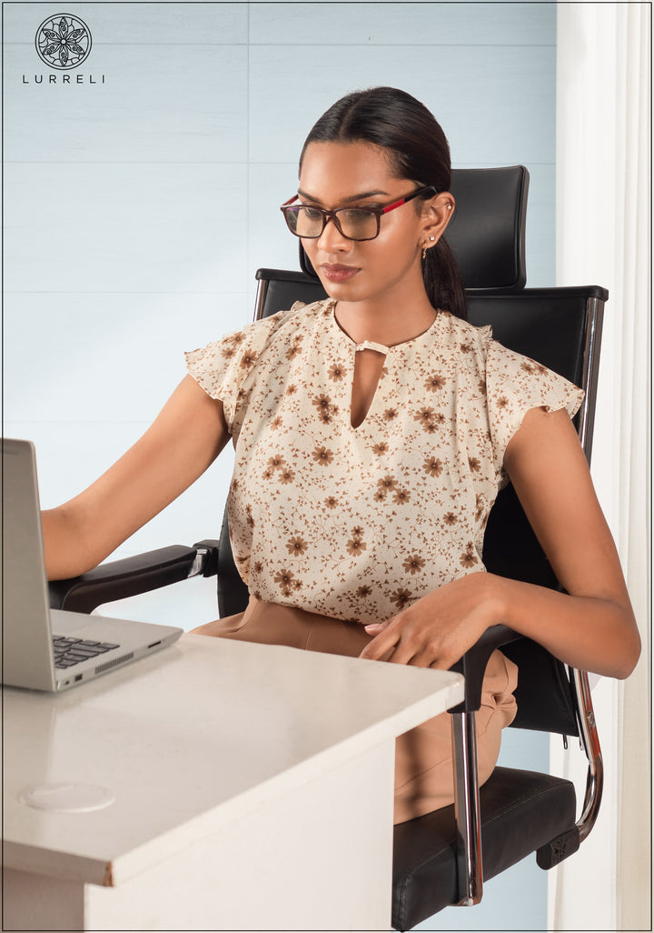 Frilly Sleeve Detail Work Wear Top