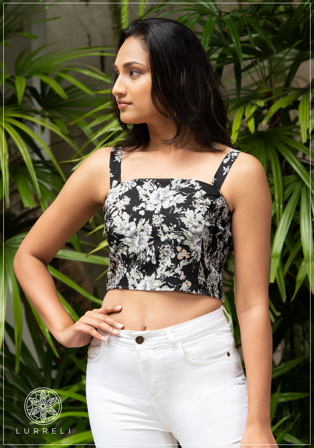 Printed Strappy Crop Top