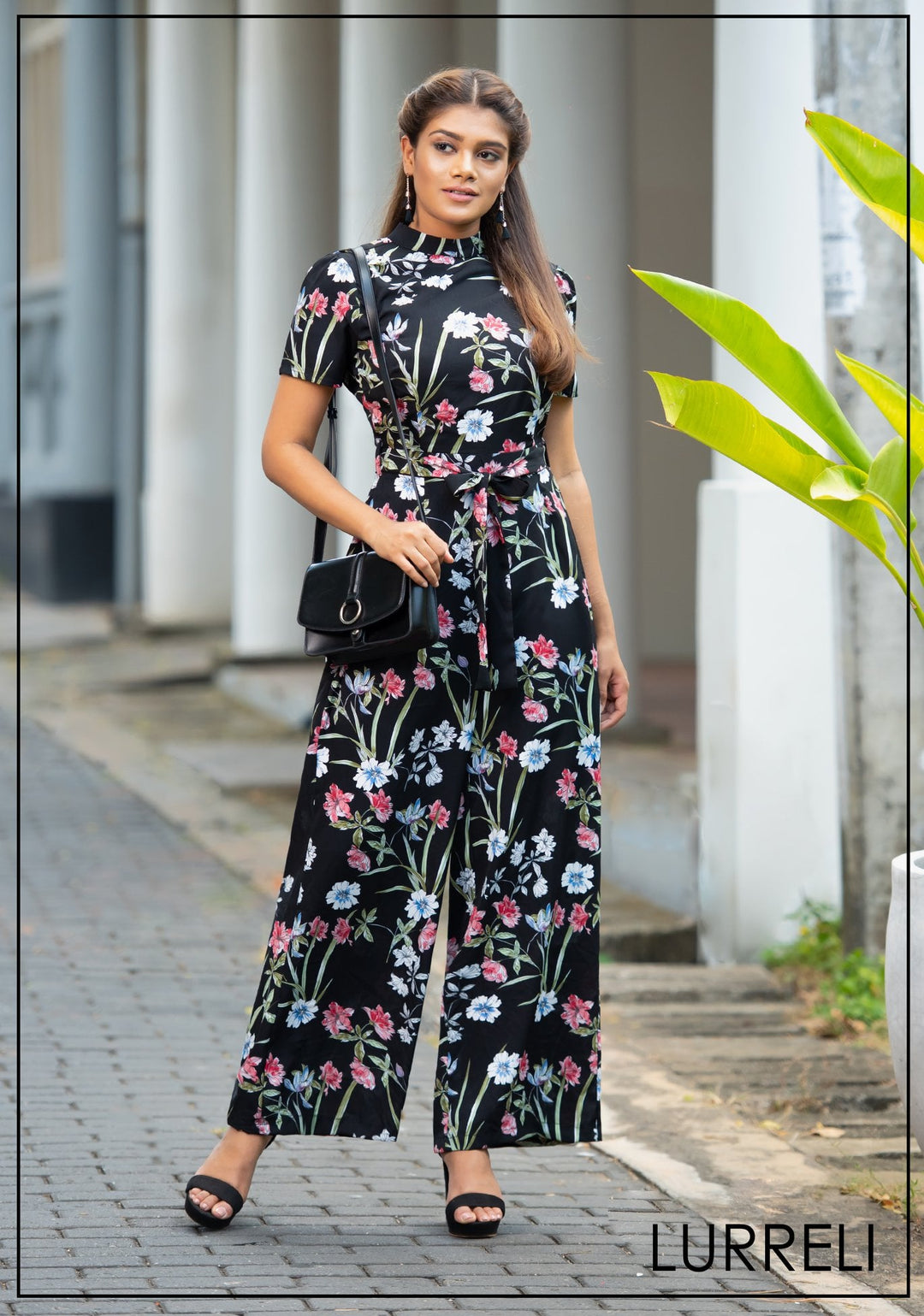 Printed High-Neck Jumpsuit