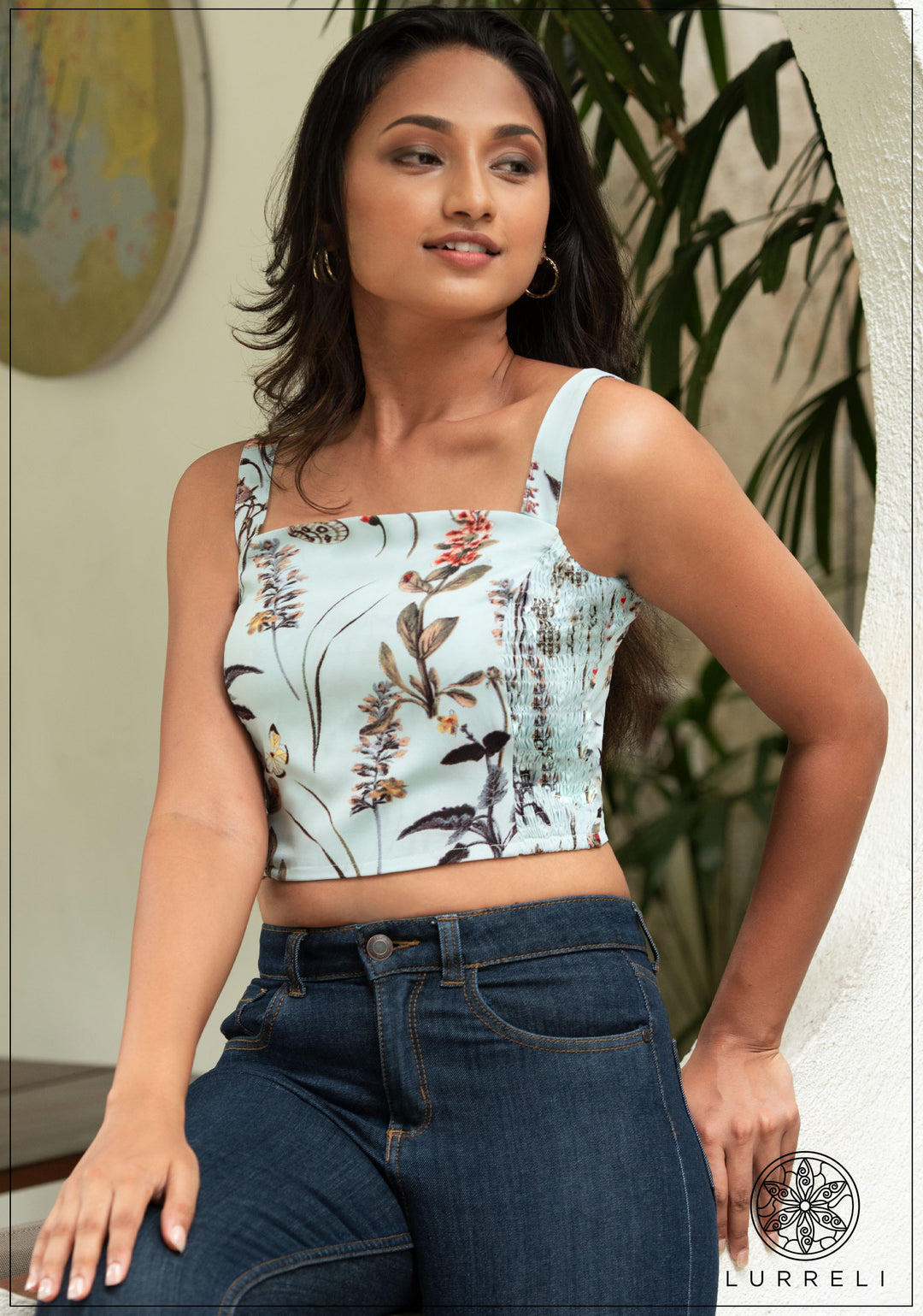 Printed Strappy Crop Top