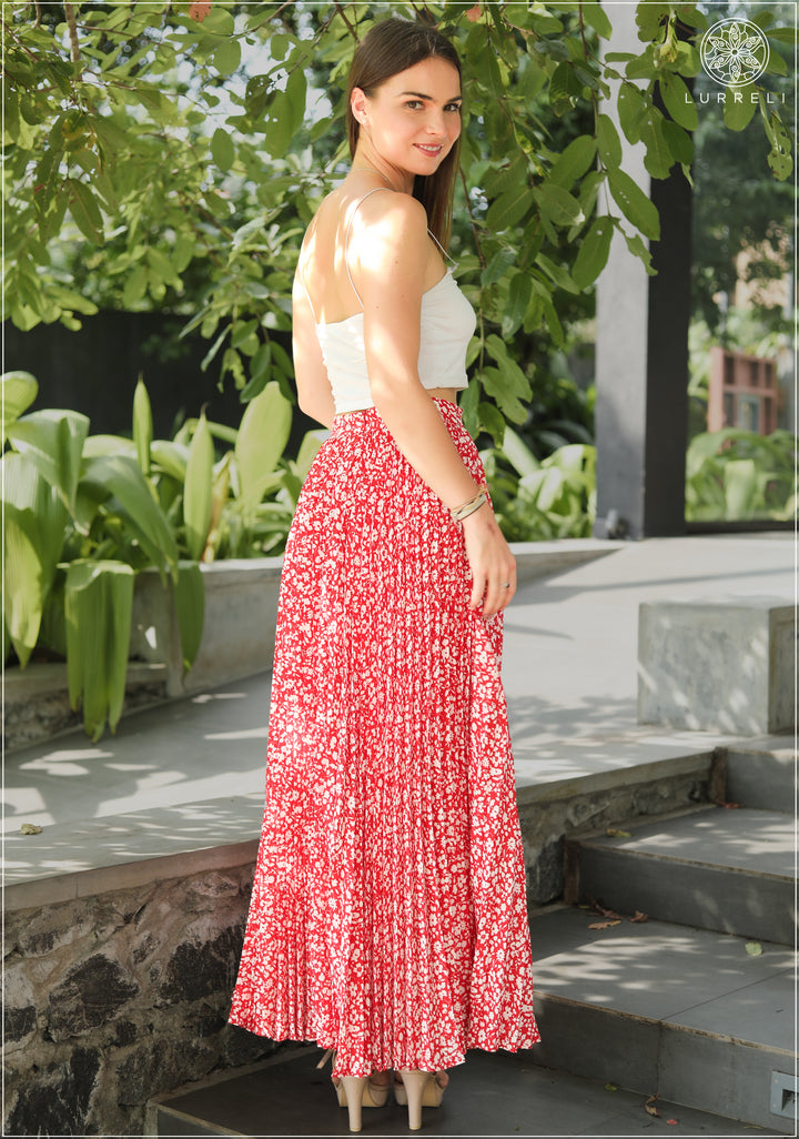 Ditsy Floral Pleated Maxi Skirt