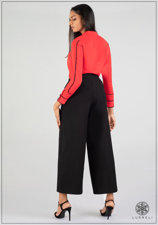 Contrast Piping Detail Work Wear Top