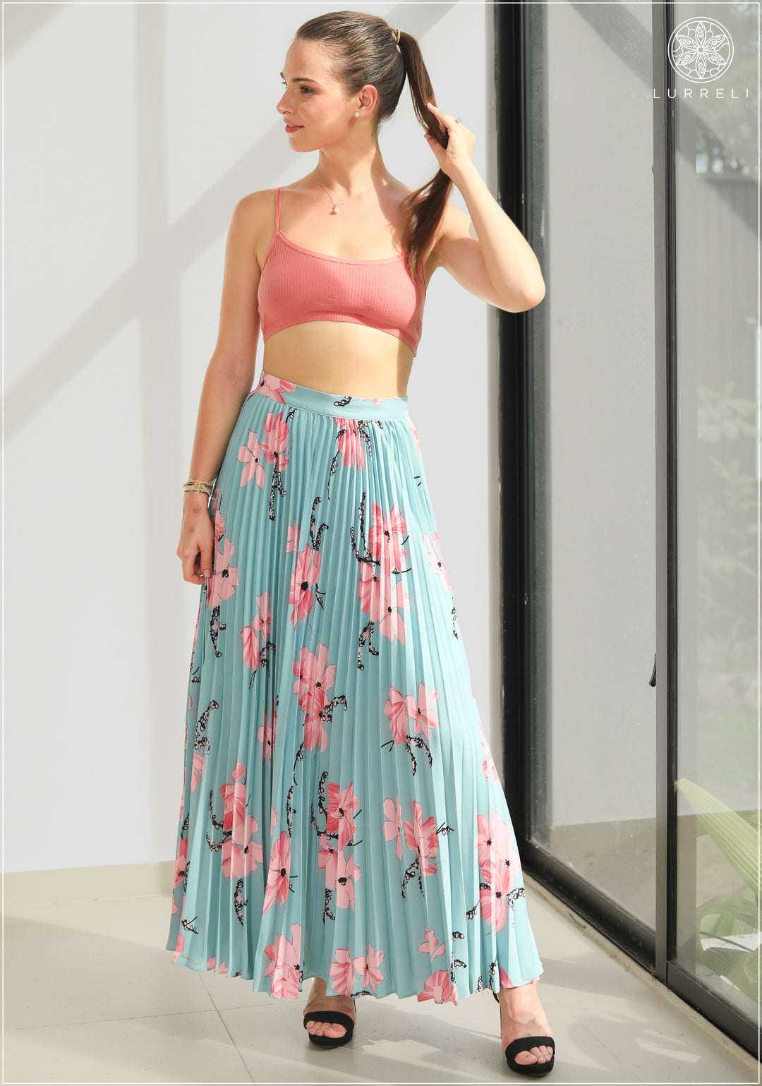 Ditsy Floral Pleated Maxi Skirt